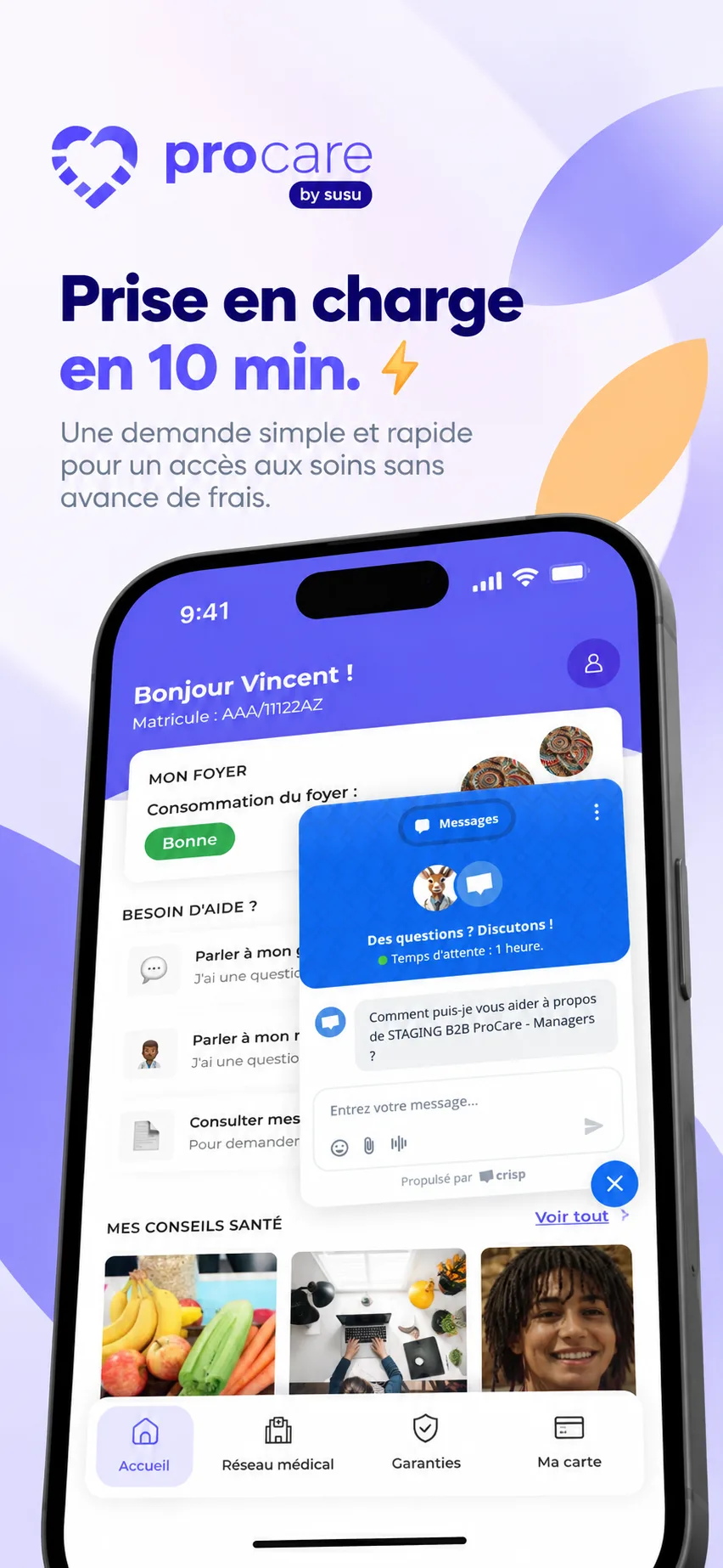 Prise en charge en 10 minutes dans l’application ProCare