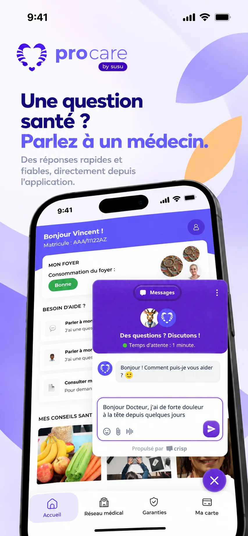 Chat médical de l’application ProCare