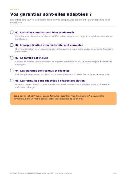 Aperçu page 2 : Garanties · points 1 à 5